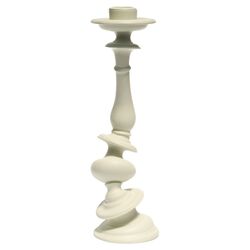 Resin & Marble Distortion Candlestick in White