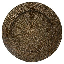Round Rattan Charger Plate in Brown (Set of 4)
