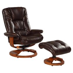 Bonded Leather Recliner & Ottoman in Espresso