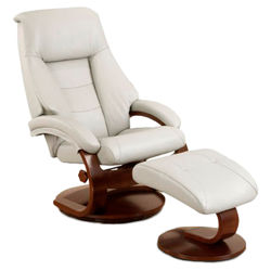 Leather Recliner & Ottoman in White & Espresso Leather Recliner & Ottoman in White & Espresso