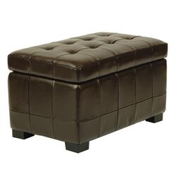 Leather Ottoman in Brown