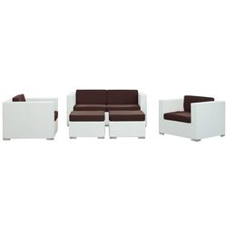 Malibu 5 Piece Seating in White & Brown