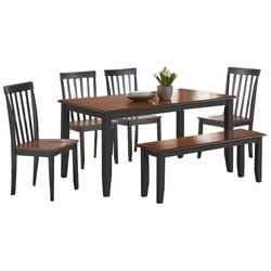 6 Piece Dining Set in Black & Cherry