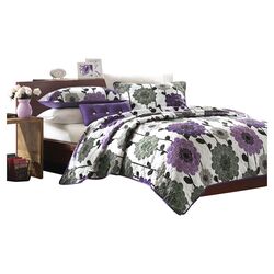 Anthea Floral Quilt Set in Purple