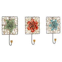 Melanie 3 Piece Floral Wall Hook Set