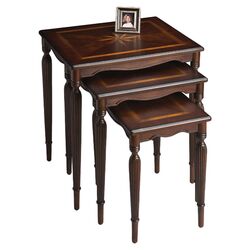 Starburst 3 Piece Nesting Table Set in Distressed Cherry