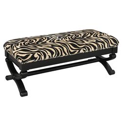 Zebra Upholstered Bench in Black
