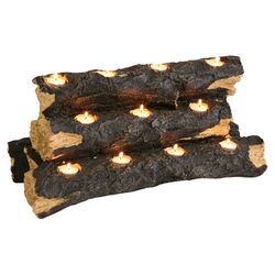 Kirkley Tealight Fireplace Log Set in Natural