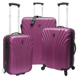 Hardsided 3 Piece Expandable Luggage Set in Plum