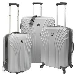 Hardsided 3 Piece Expandable Luggage Set in Silver