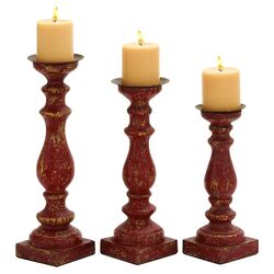 3 Piece Wooden Candle Holder Set