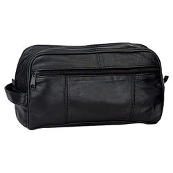 Leather Toiletry Kit in Black