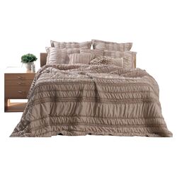 Tiana Ruched Taupe Quilt Set