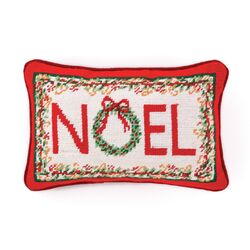 Needlepoint Noel Pillow II in Red & White