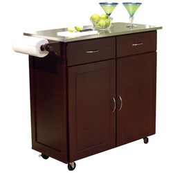 Stainless Steel Top Kitchen Cart in Espresso