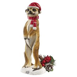 Merry Meerkat Holiday Greeter Statue