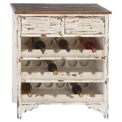 Classic 18 Bottle Wine Cabinet in Distressed White