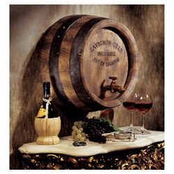 French Wine Barrel Wall Sculpture in Brown