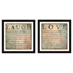 2 Piece Love & Laugh Framed Wall Art Set