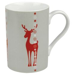 Winter Splendor Reindeer Mug in White (Set of 4)