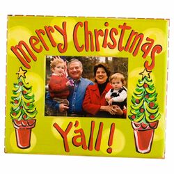 Merry Christmas Y'all Picture Frame in Yellow