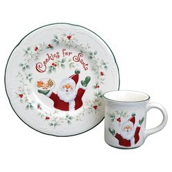 Winterberry Cookie Plate & Mug Set in White