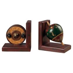 Antique Fishing Reel and Float 2 Piece Bookend Set