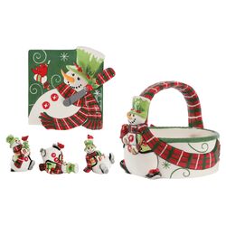 6 Piece Holly Hat Snowman Serving Set