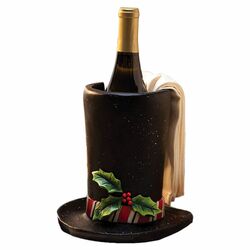 Flurries Top Hat Wine Bottle Holder in Black