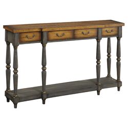 Console Table in Antique Grey & Brown