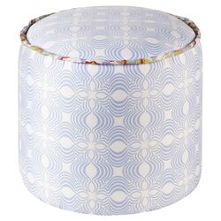 Charlie Dynasty Ottoman in Dream Blue & Off-White