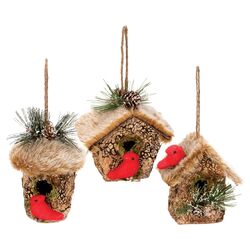 3 Piece Birdhouse Ornament Set