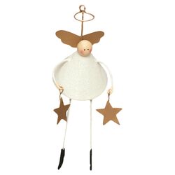 Glittered Bell Angel Ornament in White (Set of 2)