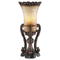 Ornate Hand Painted Uplight Table Lamp in Antique Brown (Set of 2)