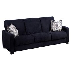 Convertible Microfiber Sleeper Sofa in Black