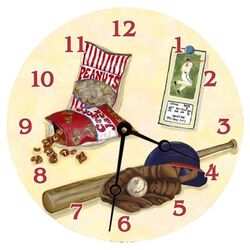 Baseball Wall Clock in Ivory