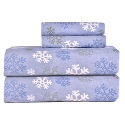 Heavy Weight Printed Flannel Sheet Set in Blue