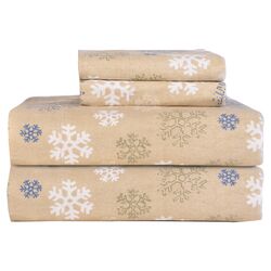 Heavy Weight Printed Flannel Sheet Set in Oatmeal