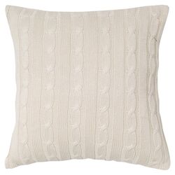 Cable Knit Wooden Button Closure Pillow in Cream