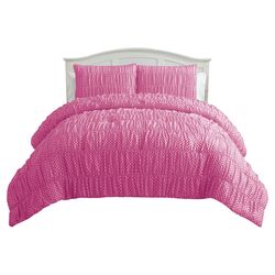 Ruched Comforter Set in Pink