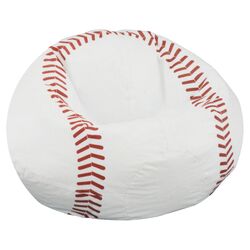 Child Sport Baseball Bean Bag Chair in White