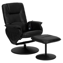 Leather Heated Reclining Massage Chair & Ottoman in Black I