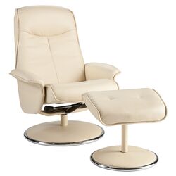 Jennings Ergonomic Recliner & Ottoman in Cream