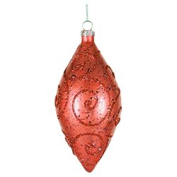 Teardrop Ornament with Glitter in Red