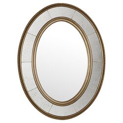 Lara Oval Beveled Mirror in Antiqued Silver Leaf
