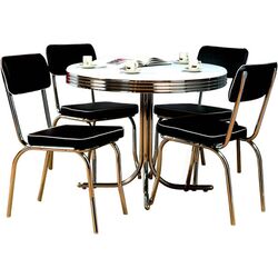 Retro 5 Piece Dining Set in Black