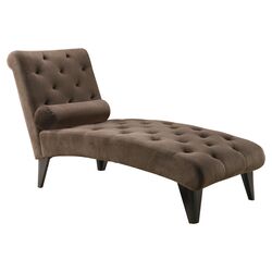 Velour Chaise Lounge in Chocolate
