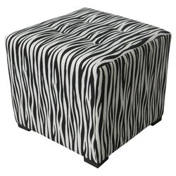 Merton Cube Ottoman in Black & White