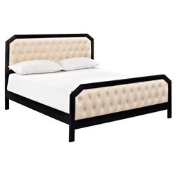 Tommy Panel Bed in Black & Ivory