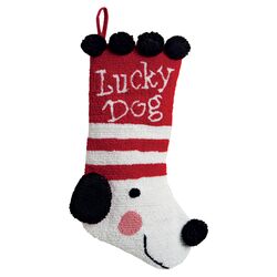 Lucky Dog 3D Hooked Stocking in Red